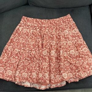 American Eagle Outfitters Floral A-Line Skirt - Orange/Rust and White